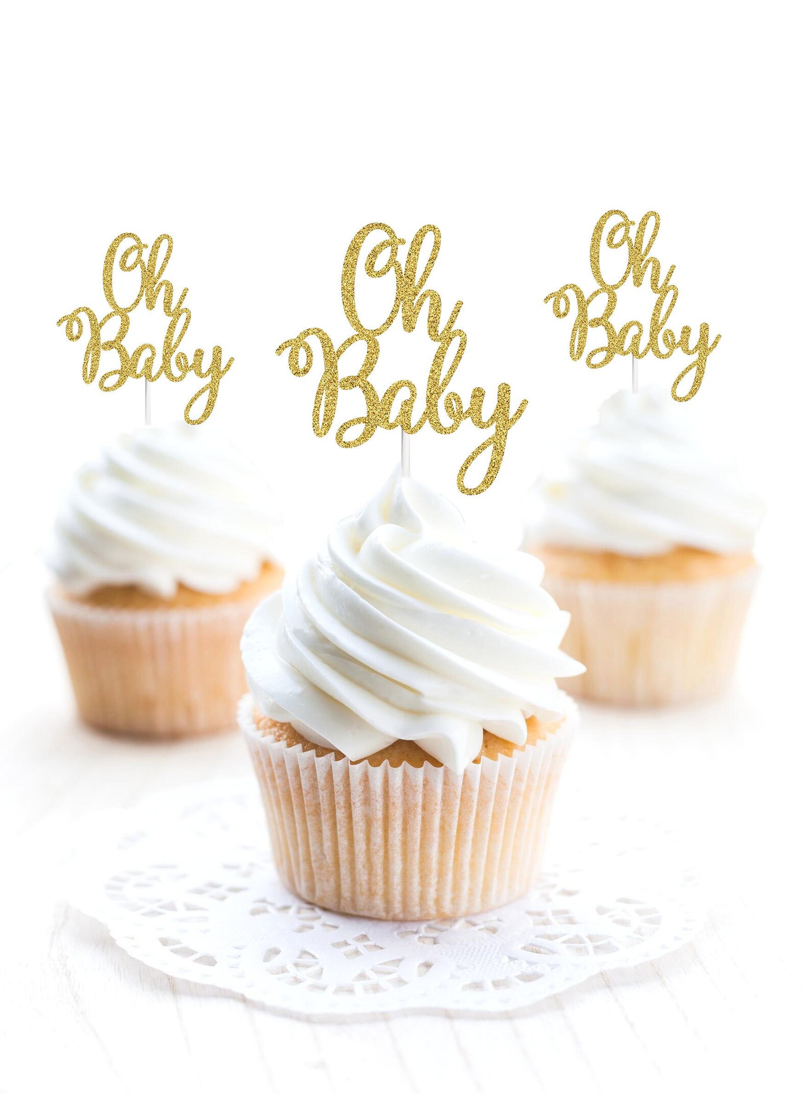 Oh Baby Cupcake Topper Baby Shower Cupcake Toppers Gender Etsy UK