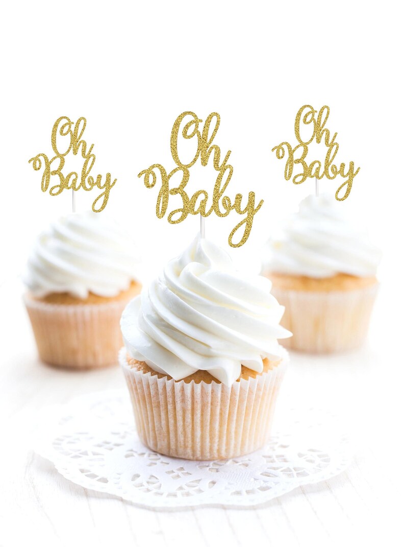 Oh Baby Cupcake Topper Baby Shower Cupcake Toppers Gender Etsy