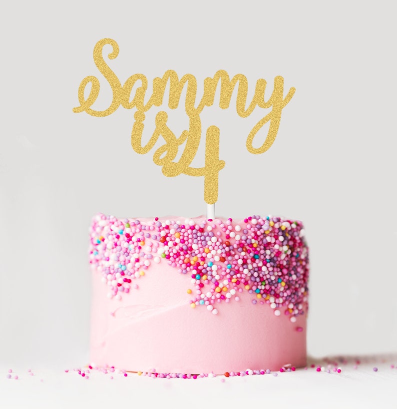 Custom Birthday cake topper Personalised name word phrase glitter card
