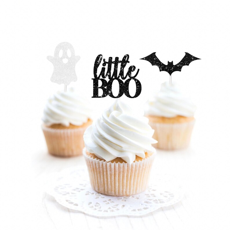 Little Boo Cupcake Toppers Halloween Baby Shower Glitter Etsy