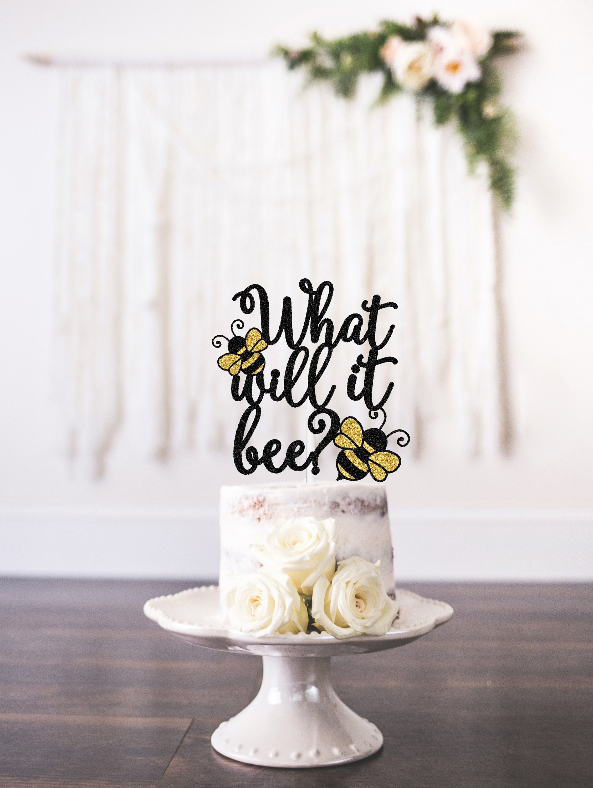 What Will It Bee Cake Topper Bee Gender Reveal Cake Topper Etsy Polska