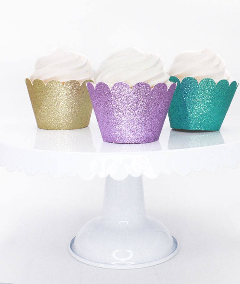 Mermaid Colored Cupcake Wrappers Gold Cupcake Wrapper Purple Etsy