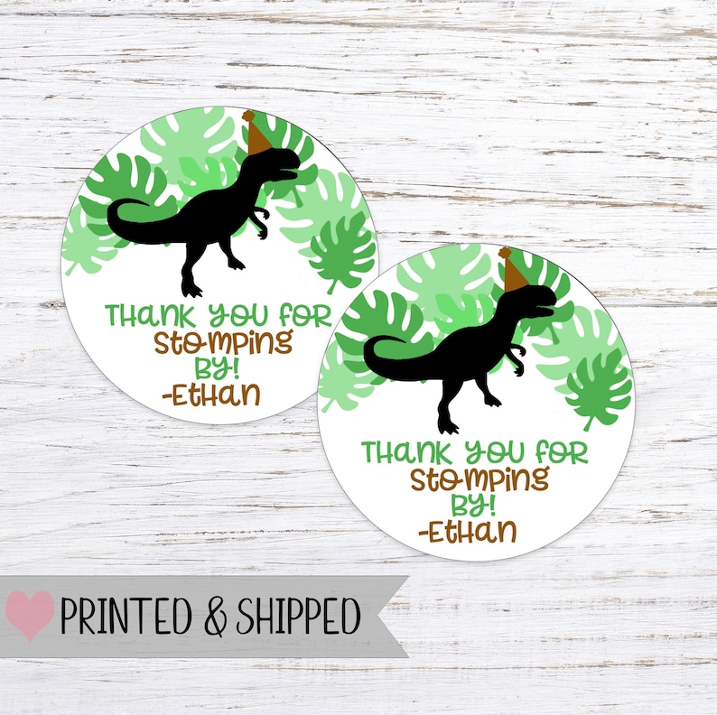 Dinosaur Thank You Treat Bag Stickers Thanks For Stomping