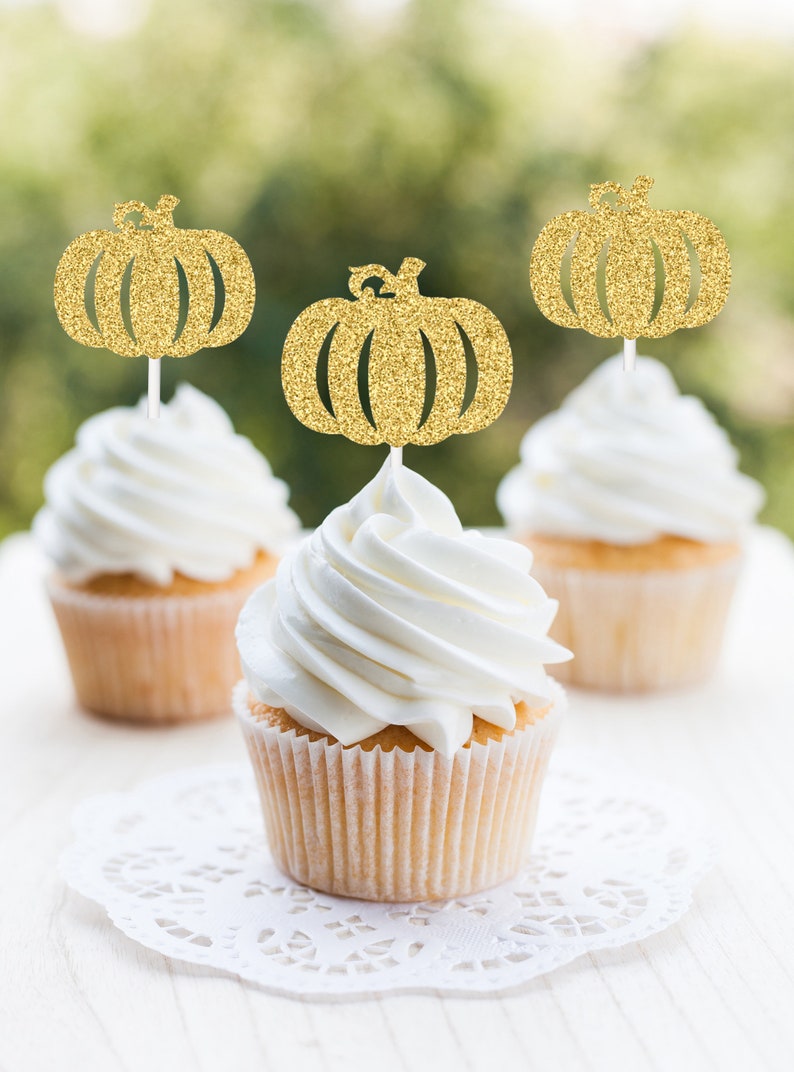 Pumpkin Cupcake Toppers Pumpkin Birthday Party Our Little Etsy