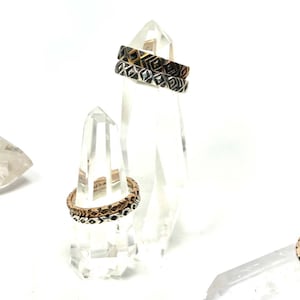 Pinnacle Thin + Thick Rings, Minimalist Stacking Ring, Sterling Silver Ring, Hand-carved band,