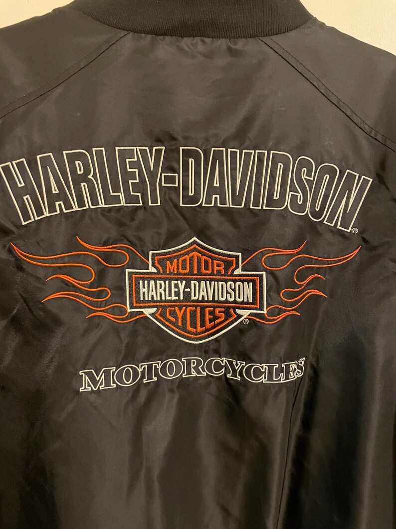 Vintage Harley Davidson Motorcycle Biker Riding Jacket Heavy Duty Nylon Black Sz Large image 7
