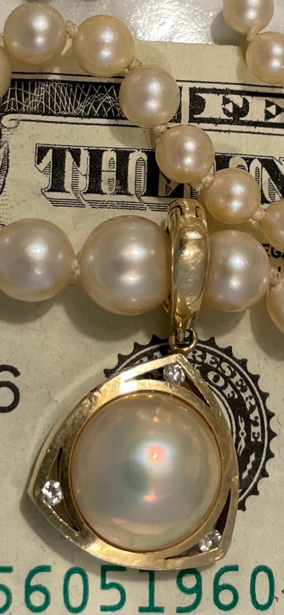 Vintage Pearl Necklace with Large Mabe Pearl and D