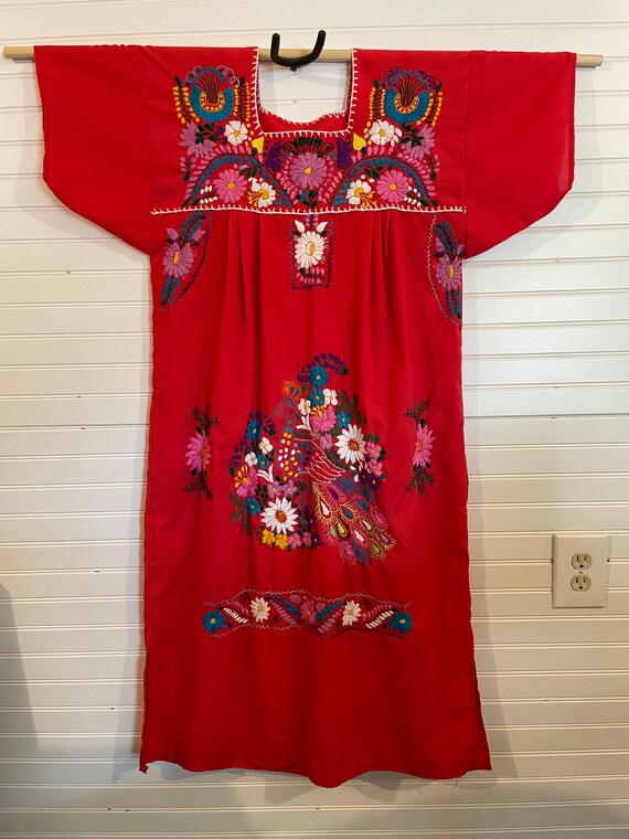 Vintage Handmade Embroidered Oaxaca Mexican Dress