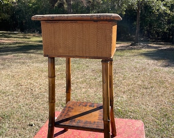 Vintage Rare 1920’s Bamboo/Rattan Sewing Table