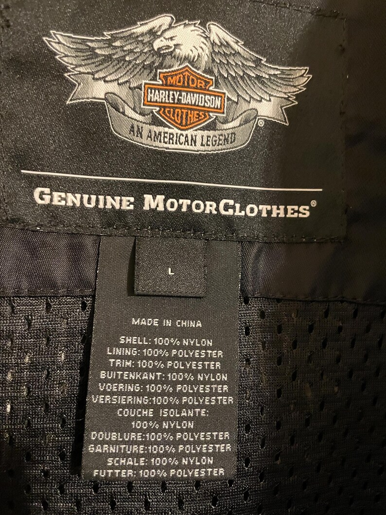 Vintage Harley Davidson Motorcycle Biker Riding Jacket Heavy Duty Nylon Black Sz Large image 5