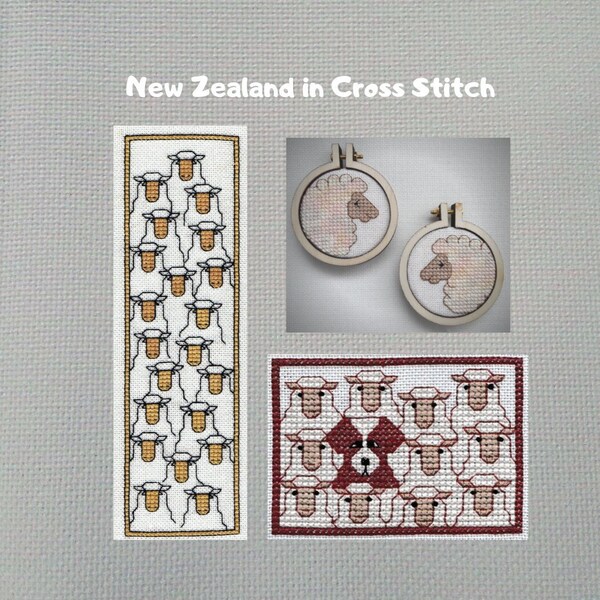 3 Sheep cross stitch patterns, New Zealand cross stitch