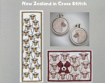 3 Sheep cross stitch patterns, New Zealand cross stitch