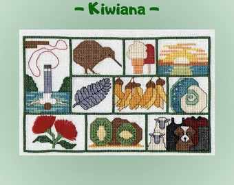 Kiwiana Cross Stitch Pattern: New Zealand Icons (PDF Pattern)