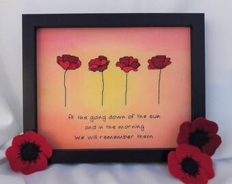 Poppies a downloadable cross stitch pattern with felt poppy pattern