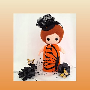 The Little Felt Girl who loves Monarch Butterflies