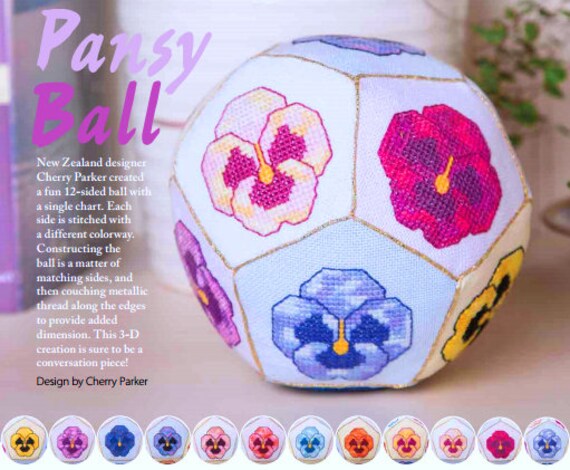 Pansy Cross Stitch Ball Designed By Cherry Parker Etsy