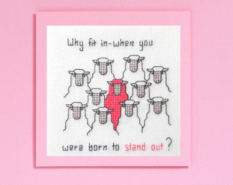 Why Fit In? Sheep in a Cross Stitch pattern designed by Cherry Parker