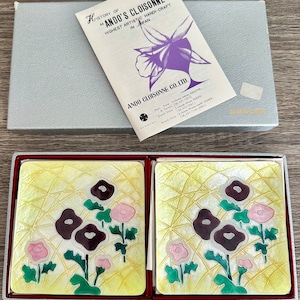 Vintage Ando Cloisonné Enamel Art Japan Floral Plates Dishes