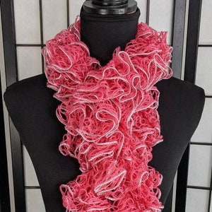 Extra Long Pink and Silver, Salmon Ruffle Scarf, Frilly Scarf--FREE SHIPPING