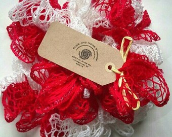 Bufanda con volantes roja y blanca - ENVÍO GRATIS