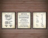 Star Trek Poster - SET OF 3 - Star Trek Wall Art - Star Trek Gift - Star Trek Blueprint - Star Trek Decor - USS Enterprise - 2534