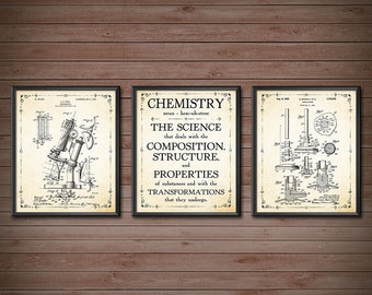 Chemistry Wall Decor Print Set - SET OF 3 - Scientist Chemistry Print - Chemistry Print Set - Chemistry Print - Chemistry Art Set - 2550