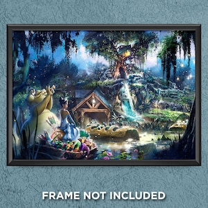 Tiana's Bayou Adventure Concept Print Poster Splash Mountain Update Tiana Princess Frog Louis Disney Magic Kingdom Wall Art Decor 3616