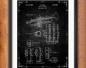 Patent Print Selmer Trumpet Musical Instrument Musician Gift Selmer Trumpet Poster Music Decor Music Gifts for Musician Blueprint 1035