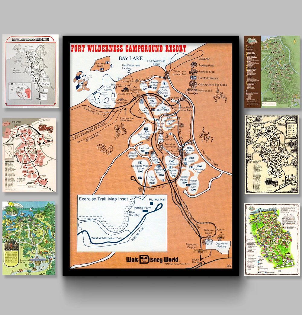 Fort Wilderness Map Print Poster Disney World Campground Sign Etsy