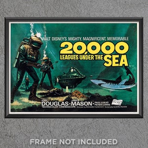 20,000 Leagues Under the Sea Movie Poster Print Reproduction Disneyland Disney World Magic Kingdom Wall Art Decor Captain Nemo 3784