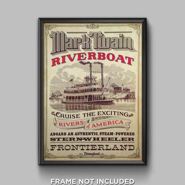 Tom Sawyer Island Mark Twain Riverboat Print Poster Disneyland Disney World Decor Brochure Decoration Huck Finn - 3458