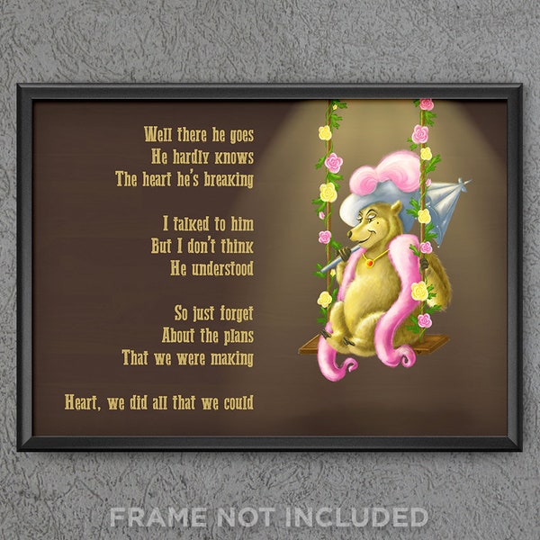 Teddi Barra - Country Bear Jamboree Song Lyrics Poster Print Disneyland Disney World Critter Country Frontierland Teddy Wall Art Decor 4026