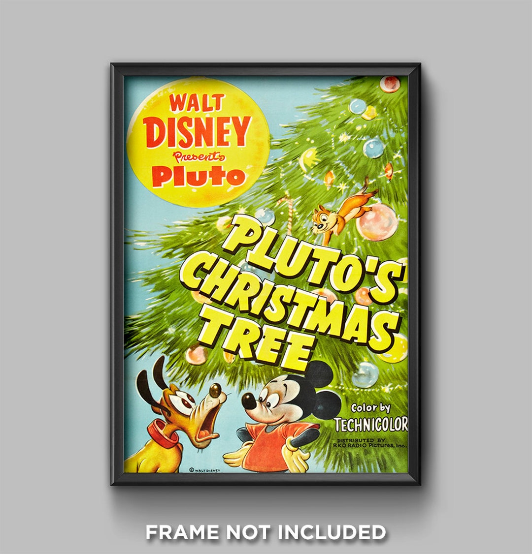 Pluto's Christmas Tree Cartoon Movie Poster Print Reproduction Mickey