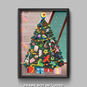 Disney Toy Story Pixar Christmas Tree Ornaments Happy Holidays Disneyland Disney World Holidays Poster Print Wall Art Decor Very Merry 3720