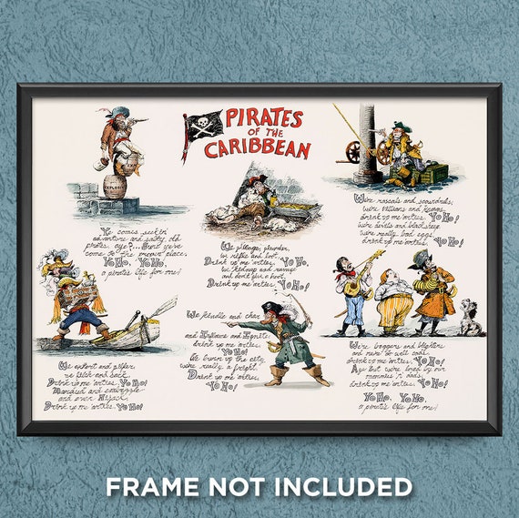 Pirates Of The Caribbean Song Lyrics Print Poster Yo Ho A Etsy