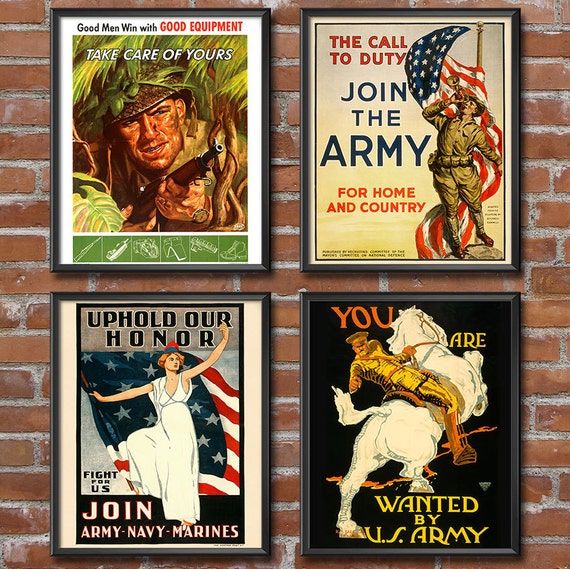 Carteles de la Segunda Guerra Mundial ARMY Conjunto de 4 - Etsy México