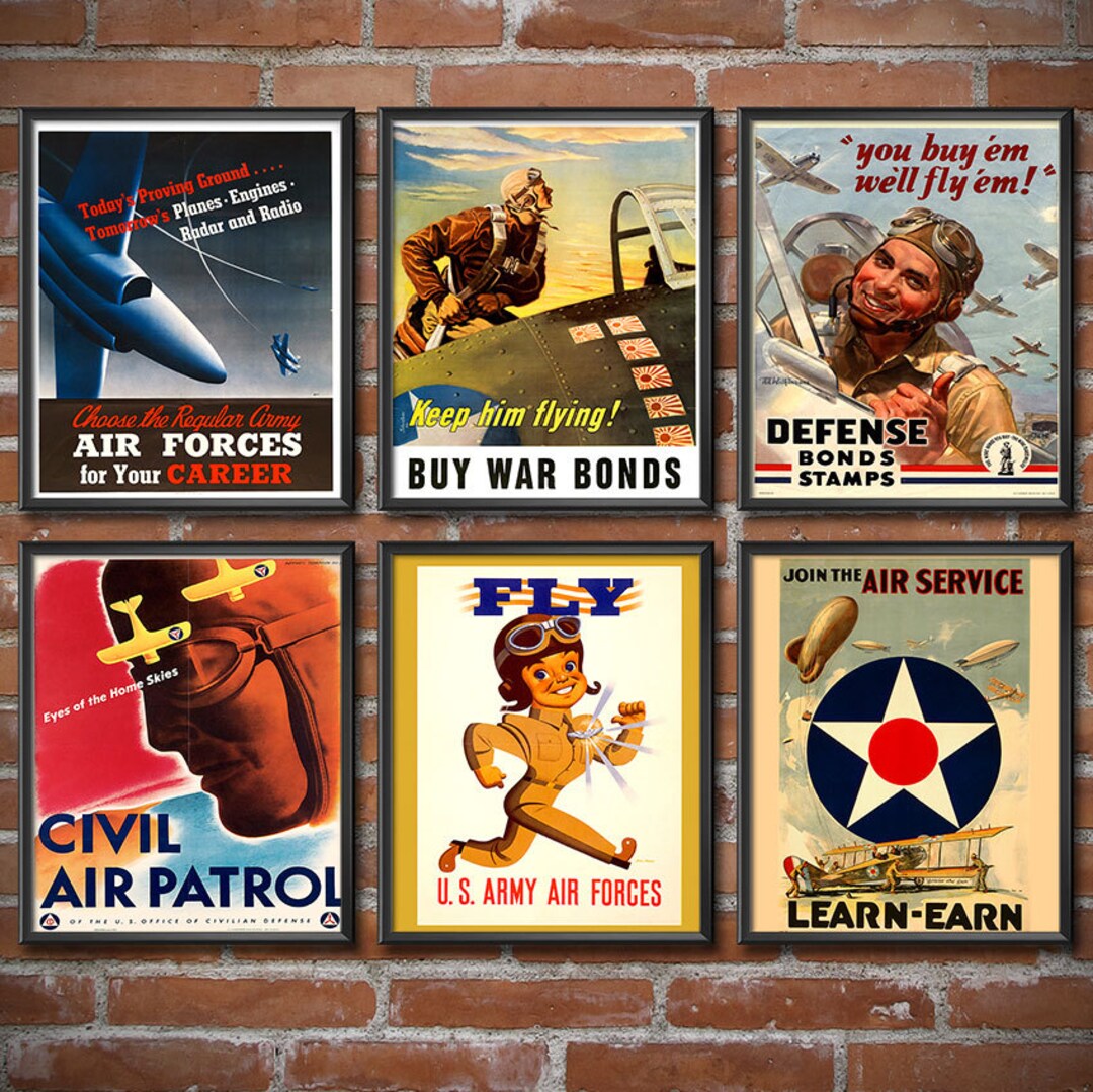 US Air Force Wall Art Set of 6 Posters United States Air Force Wife
