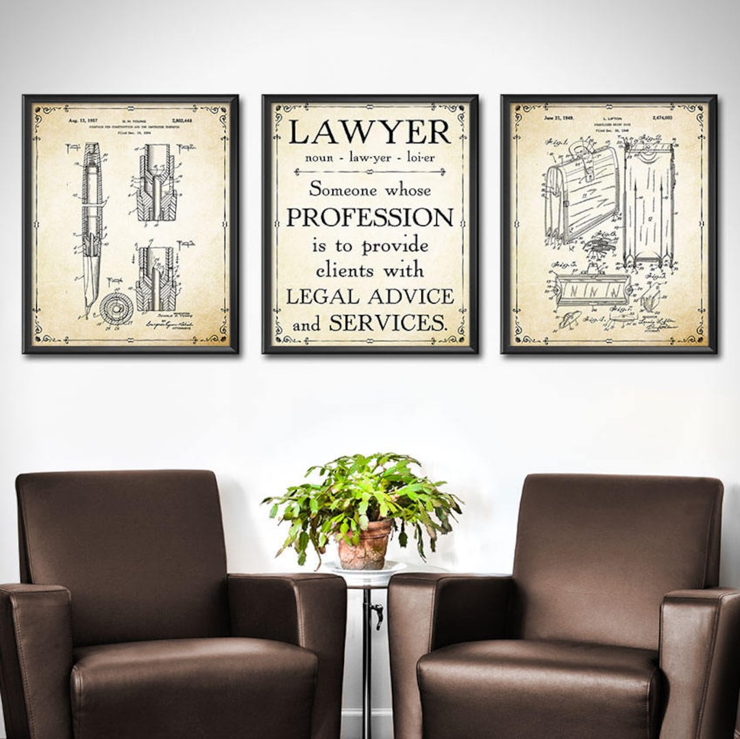Lawyer Office Decor SET OF 3 Lawyer Office Art Print Lawyer Art Gift