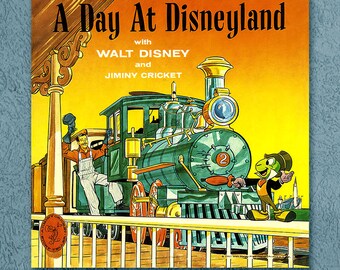 A Day at Disneyland Album LP Record Cover Poster Print Walt Disney Train Railroad Jimini Cricket Wall Art Decor - 3577