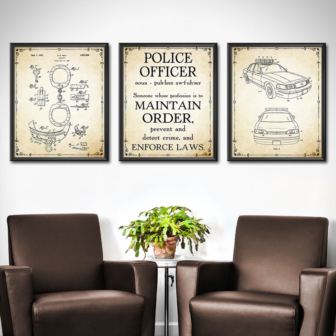 Police Officer Gifts Patent Print Set of 3 Police Gifts Police Officer ...