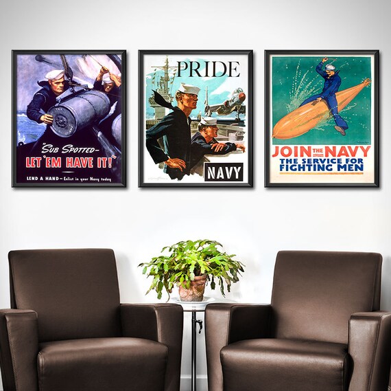 United States Navy Posters Set Of 3 Us Navy Mom Gifts Etsy