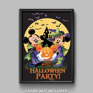 Mickey's Not So Scary Halloween Party Poster Print Disneyland  Disney World Wall Art Decor Mickey Minnie Mouse Magic Kingdom Boo To You 3551