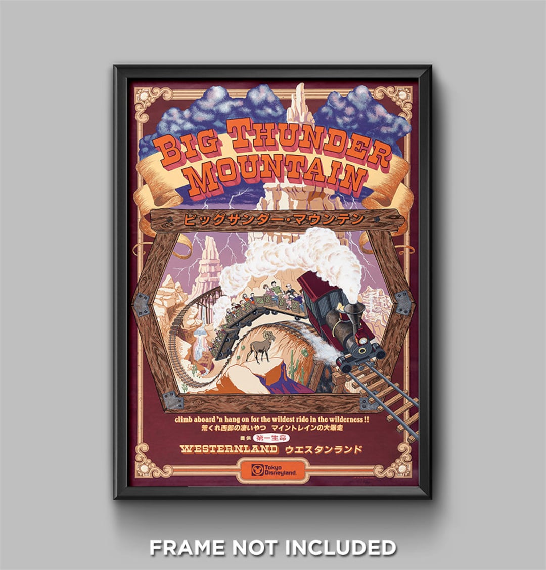 Tokyo Disneyland Big Thunder Mountain Railroad Attraction Sign Print Poster  Magic Kingdom Westernland Wall Art 3763 - Etsy 日本