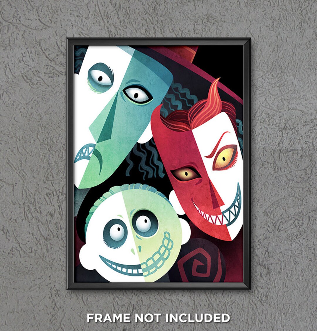 Nightmare Before Christmas Lock Shock Barrel Poster Print Halloweeen Mask Haunted Mansion