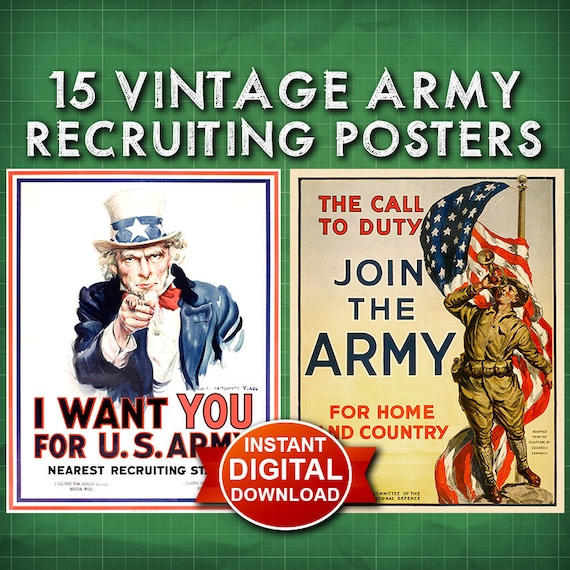 Army Recruiting Poster Art Set Instant Digital Download Etsy