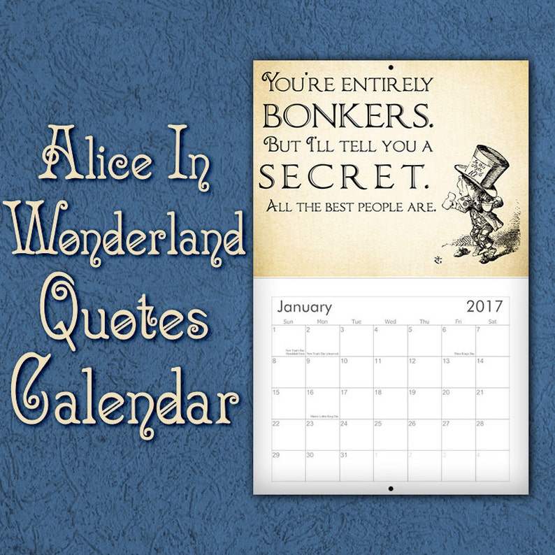 Alice In Wonderland Calendar Wall Calendar Alice In Etsy Alice In Wonderland Calendar Wall Calendar Alice In Etsy