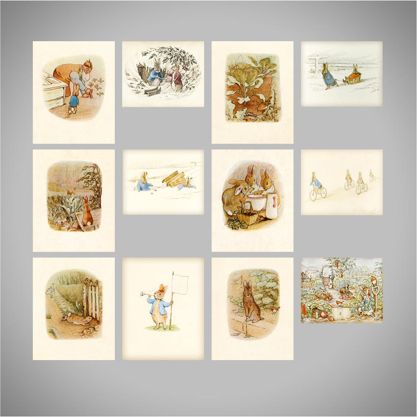 Digital Download Beatrix Potter Nursery Digital Download Set Peter Rabbit  Nursery Digital Download Wall Art Set Wall Decor 1800 