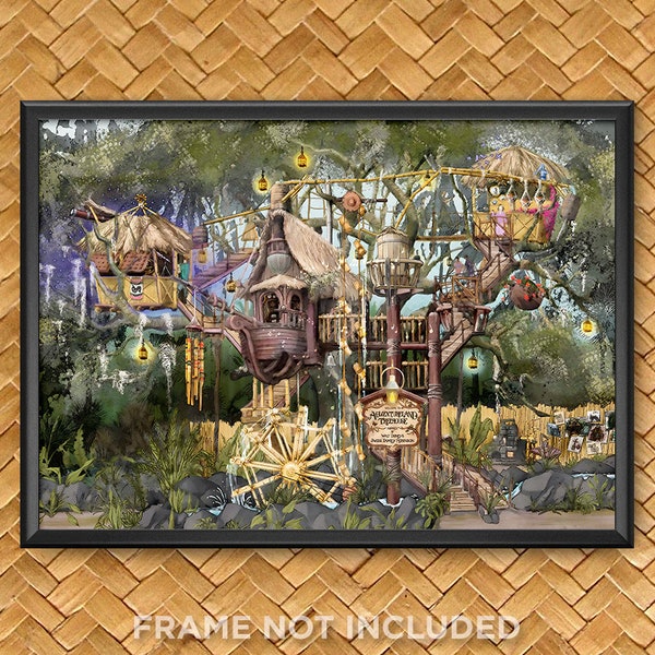 Swiss Family Robinson Treehouse Concept Art Poster Print Disneyland Adventureland Tree House Magic Kingdom Disney World Wall Decor - 4014