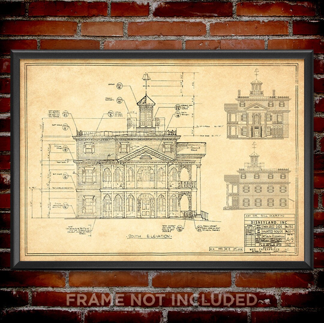 Haunted Mansion Blueprint Poster Print Concept Art Disneyland - Etsy
