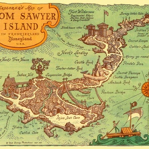 Tom Sawyer Island Map Print Poster Disneyland 1971 Disney World Magic ...